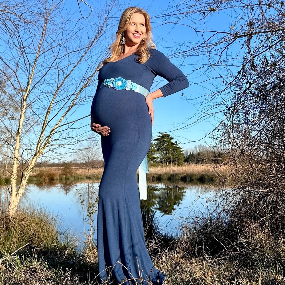 Elegant Blue Maternity Dress
